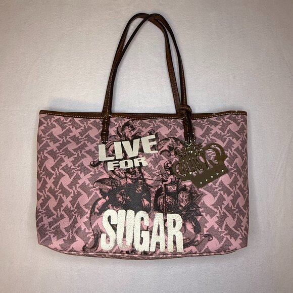 Juicy Couture Pink Tote Bag LIVE FOR SUGAR Limited Edition Scottie Leather Tote - Picture 1 of 11